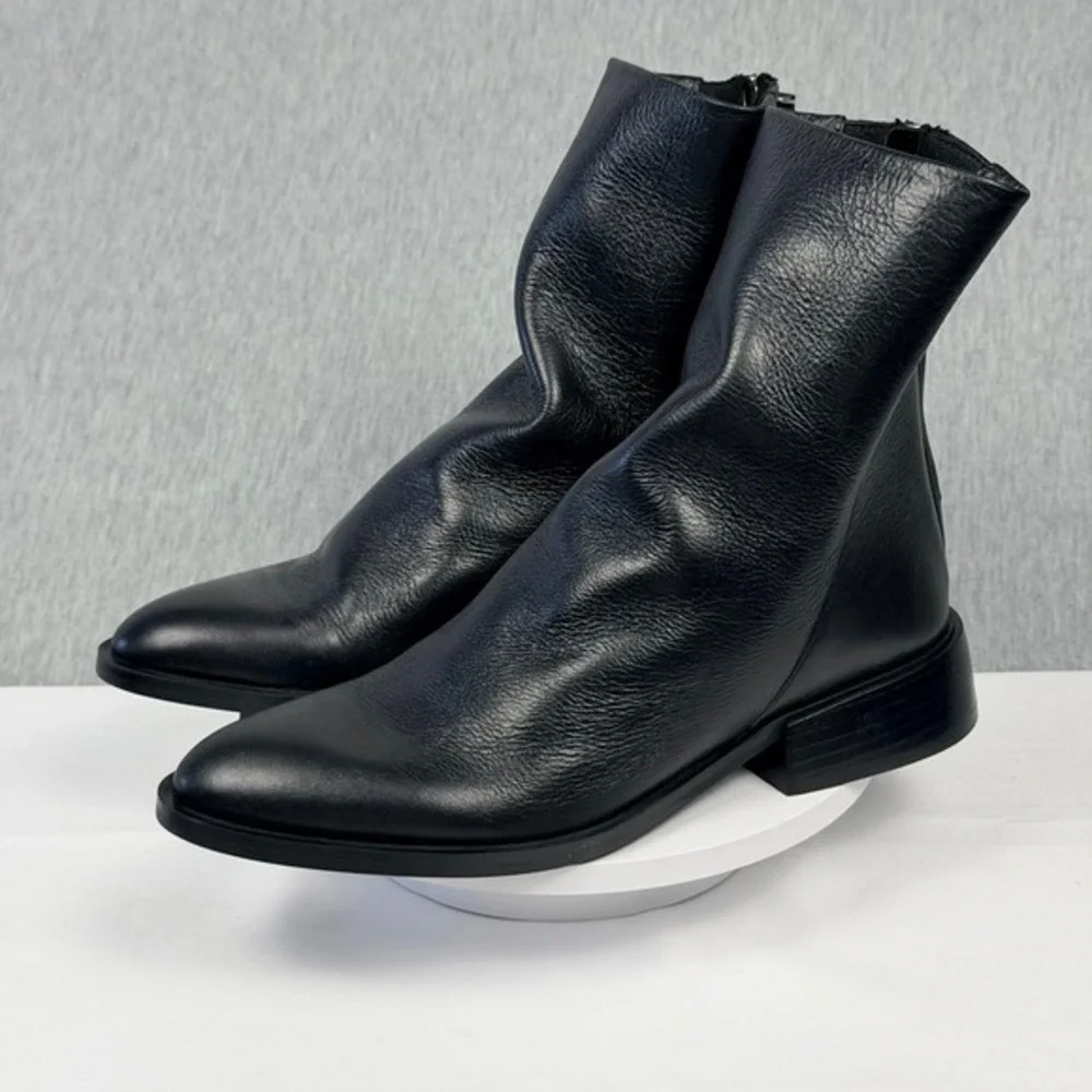 Steve Madden Nexie Slouch Bootie‎ Black Leather Pointed Toe Ankle Boots Size 8